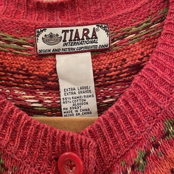 Tiara International 2004 Fair Isle Button Down Sweater - Picture 2 of 6